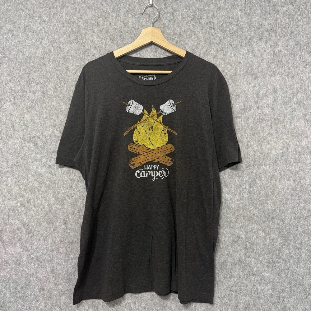 Orchard Street Apparel Happy Camper Graphic T-Shirt Men's/Unisex Sz XL Black